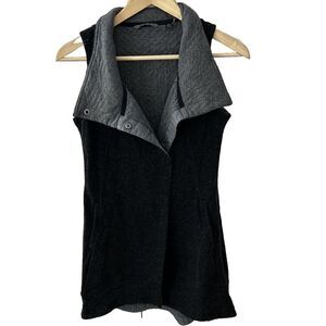 Toad & Co Sleeveless Coat Vest Size XS Black Grey Wool Blend Snap Front Pockets